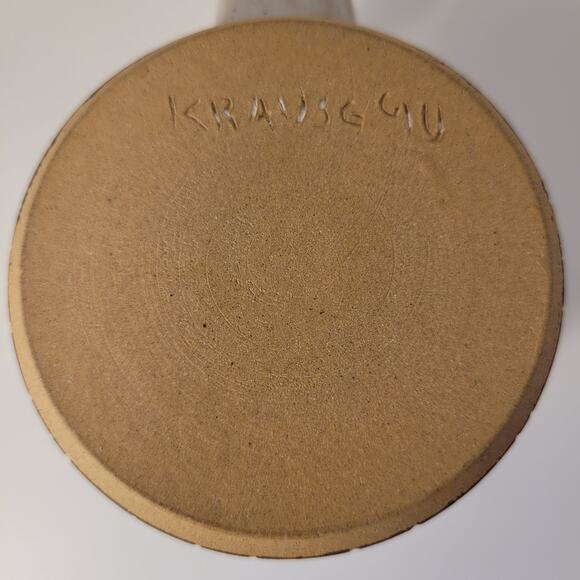 Krause Vintage Pottery 1990 Geometric Mug Clay Coffee Tea Blue/Brown - Picture 7 of 12